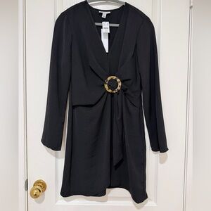 NEW Topshop Black Dress w/ Black & Yellow Ring Detail | Size 8